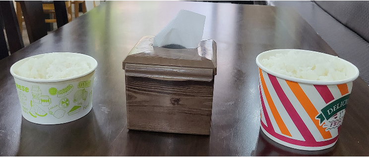 공기밥 1인분과 2인분 비교